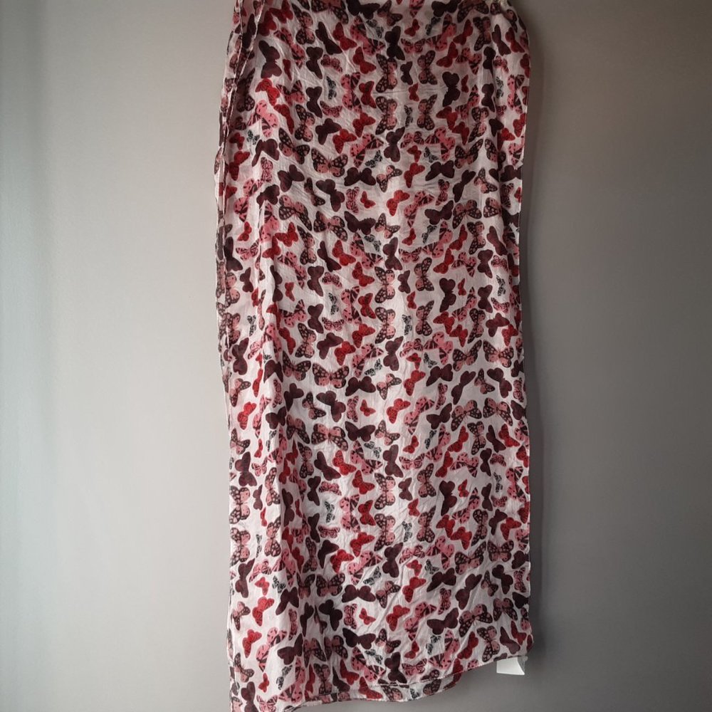 Antibes Blanc 100% Silk Scarf, Butterflies | New!